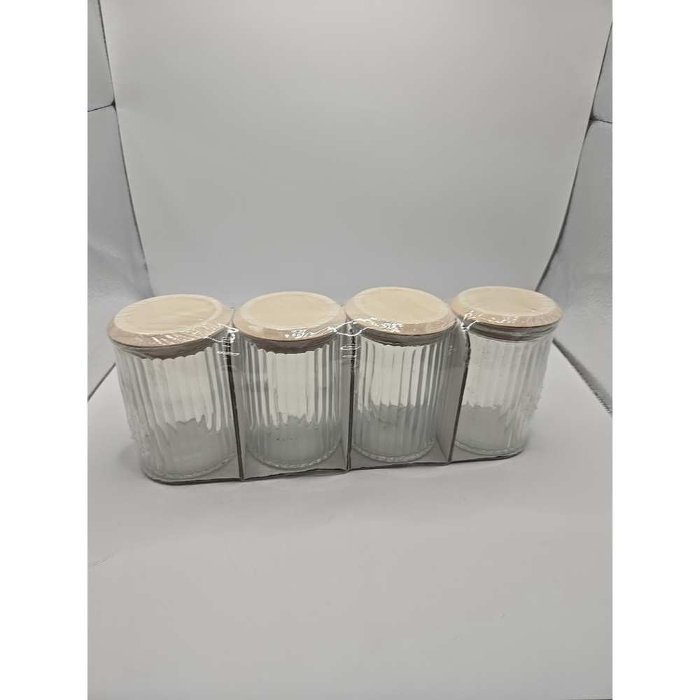 Set of‎ 4 Target Bullseye Small Clear Glass Storage Jars with Lids 7.4 Oz.